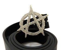 Hip Hop Style Collection Gold Plated Iced Anarchy Fashion Buckle & Leather Belt
