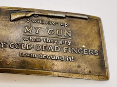 Vintage My Cold Dead Fingers Belt Buckle – 2nd Amendment Gun Rights Brass Tone