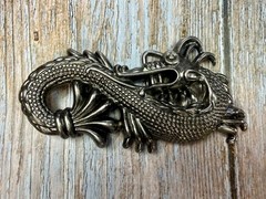 Mystical Chinese Dragon Mythology Figural Cutout Silver Color Belt Buckle