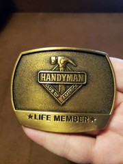 Handyman Club of America Life Member Brass Hammer Belt Buckle 1996