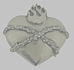 Heart Shaped Belt Buckles Sacred Heart Vintage Antiqued Gray Metal Men Western