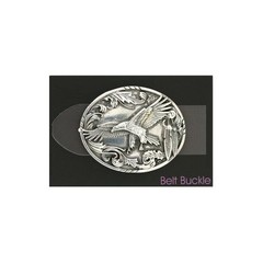Oval Eagle Belt Buckle, Antique Silver, Western Cowboy Statement Belt Buckle