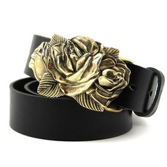 Belt buckle Rose American Beauty, Handmade brass flower women accessories,