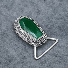 Quartz Faceted Coffin Cut Belt Buckle Handmade Silver Plated Belt Buckle For Him