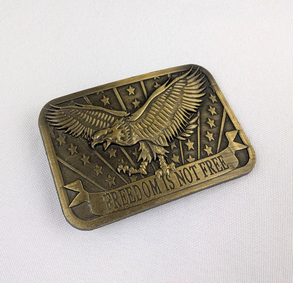Freedom Is Not Free Eagle USA Belt Buckle 2×3 2014 Sponsor Brass