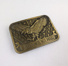 Freedom Is Not Free Eagle USA Belt Buckle 2×3 2014 Sponsor Brass