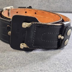 Vintage Black Leather Duty Utility Belt Double Prong Buckle Sz 36 Don Hume Mod