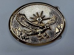 Majestic American Eagle Flying Wings Wide W/ Starburst Two Tone NOS Belt Buckle