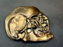 Bronze Tone Skull Head Creepy Halloween Vintage Belt Buckle