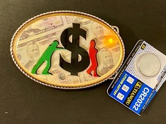 Led Dollar Sign Belt Buckle Attention Grabbing Lights! W/ Fresh Battery
