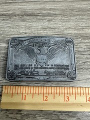 Vintage NRA Leadership Award Freedom Belt Buckle Pewter Eagle 1982 80s