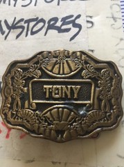 Vintage TONY Brass Belt Buckle approx 5oz. 3&Prime; wide – name personalized Oden Inc.