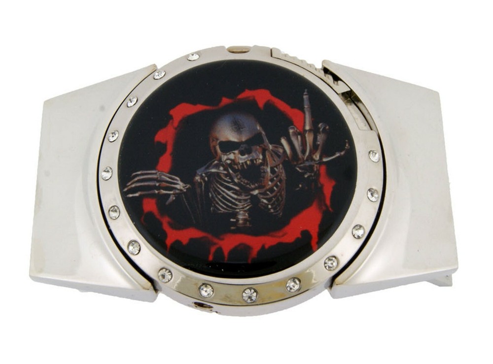 Removable Lighters Belt Buckle Skull Skeleton Tattoo Gothic Tribal Multicolored
