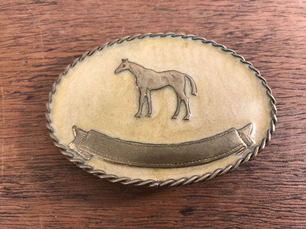 Horse Equestrian Rope Edge German Silver Metal Belt Buckle