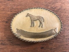 Horse Equestrian Rope Edge German Silver Metal Belt Buckle