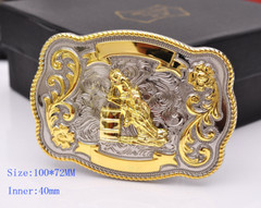 Texas Long Huge Ride Rodeo Cowboy Western Barrel Racing Gold Shine Belt Buckle