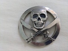Silver Star Skull and Swords Belt Buckle Made in USA