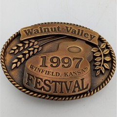 Guitar Belt Buckle 1997 Music Festival Bluegrass Walnut Valley Winfield KS Music