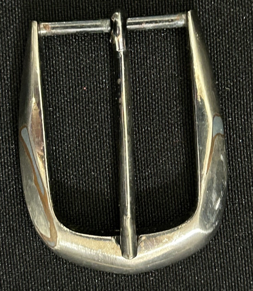 Silver With Copper Faceted Sides Mixed Metal Belt Buckle Vintage 2&Prime; W