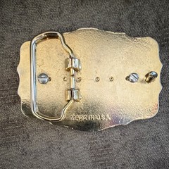 Men&rsquo;s Western Star Belt Buckle, Gold/Silver Metal Black Inlay Antique 1.5in