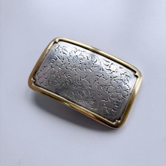 Southwest Flower Cowgirl Silver w/ Gold Frame Metal Belt Buckle