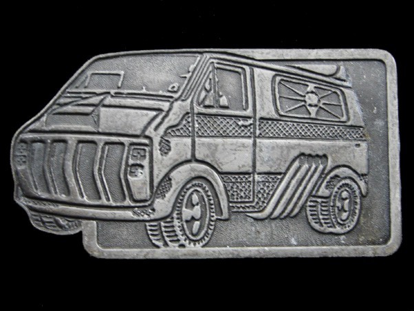 RJ09150 REALLY COOL **CUSTOMIZED VAN** COMMEMORATIVE PEWTER BELT BUCKLE