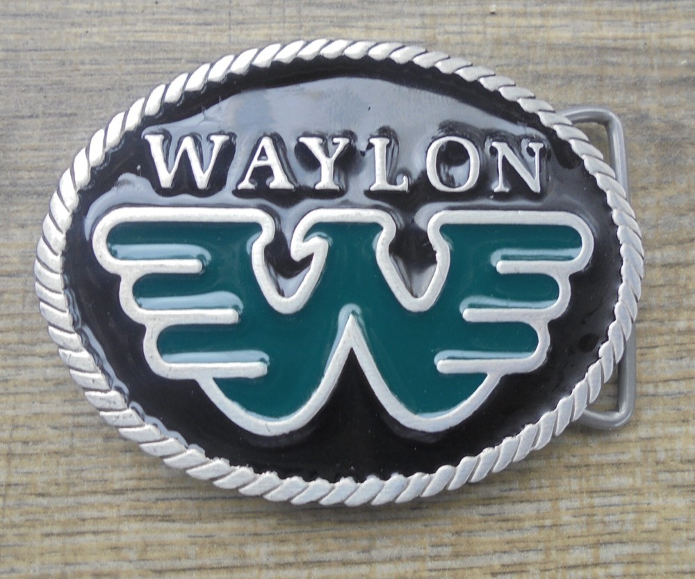 Waylon Jennings Flying W Black Enamel Background w/Green enamel eagle