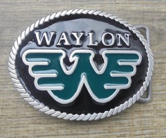 Waylon Jennings Flying W Black Enamel Background w/Green enamel eagle