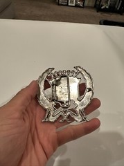 Vintage 2004 Cadillac Emblem Belt Buckle Girls Flag Crown Made In USA