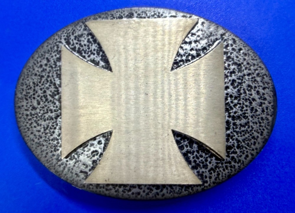 Maltese Iron Cross Religious Gothic Punk Vibe Textured Metal Belt Buckle