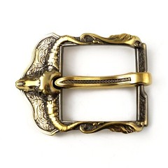 Brass belt buckle American Buffalo Skull, pin type, Bison skull belt buckle
