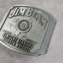 Jim Beam Belt Buckle Mens Silver Metal Kentucky Straight Bourbon Whiskey South