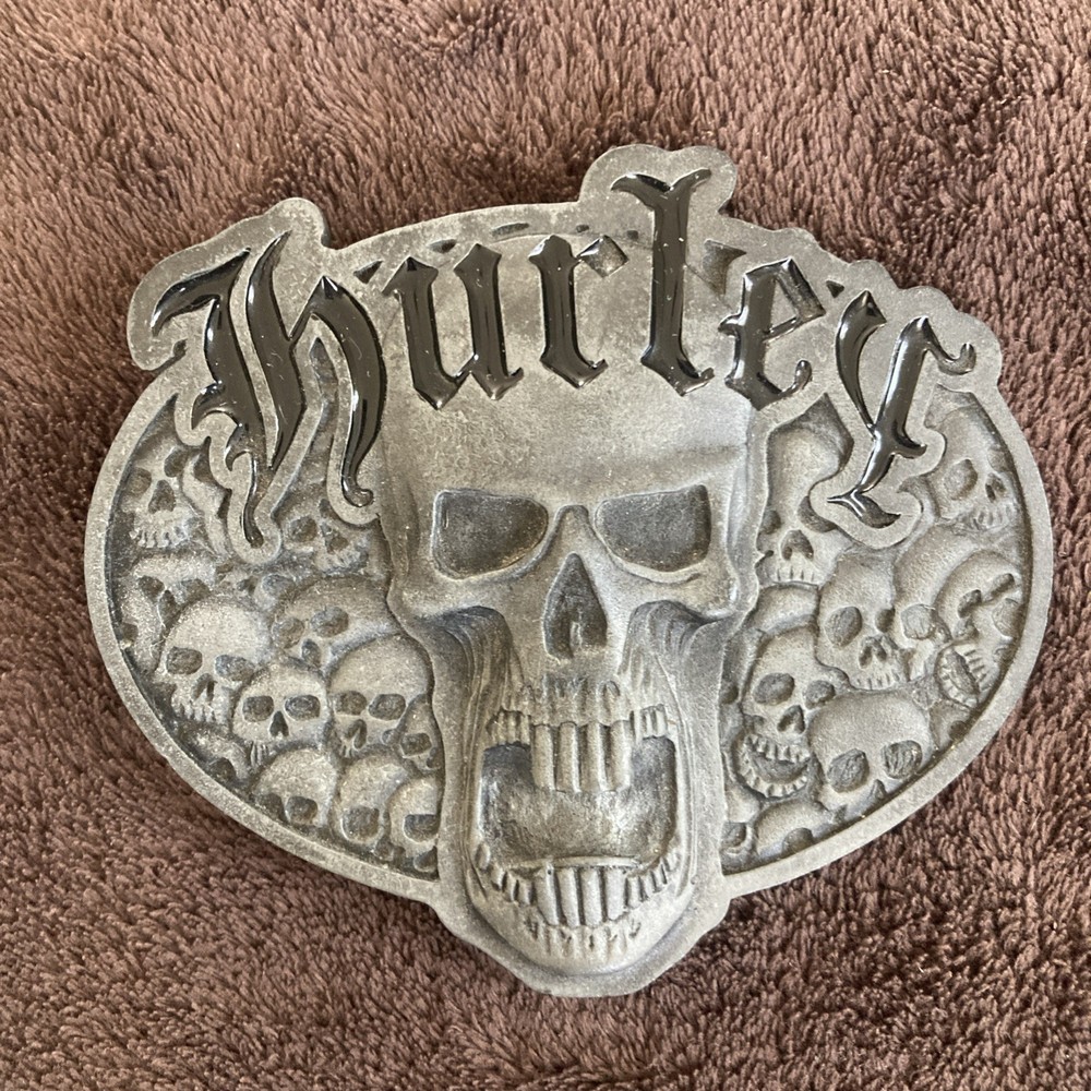Vintage Hurley Skull Bottle Opener Metal Belt Buckle Gothic Punk Rock