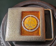 Vintage Lee NY Belt Buckle Scales of Justice Ensignia