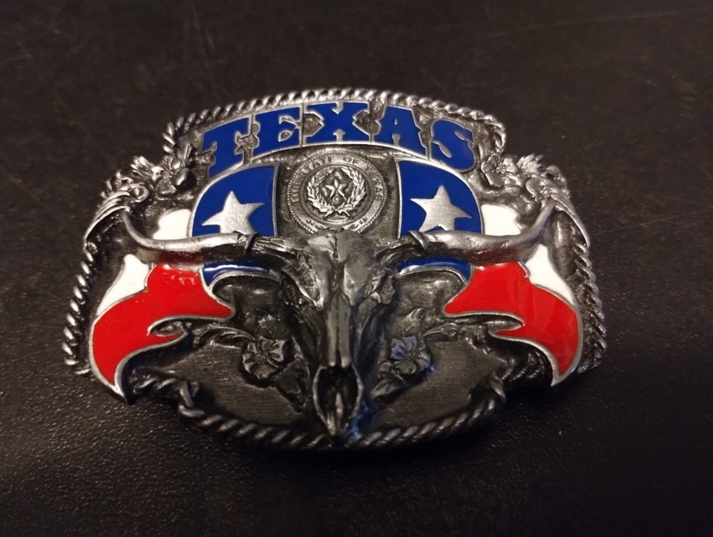 NEW Vintage Siskiyou Republic of Texas Flag Longhorn Belt Buckle Lone Star State