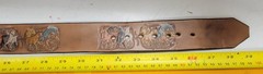 Sky West Brass Wood Inlay Buckle n Stamped Leather Belt