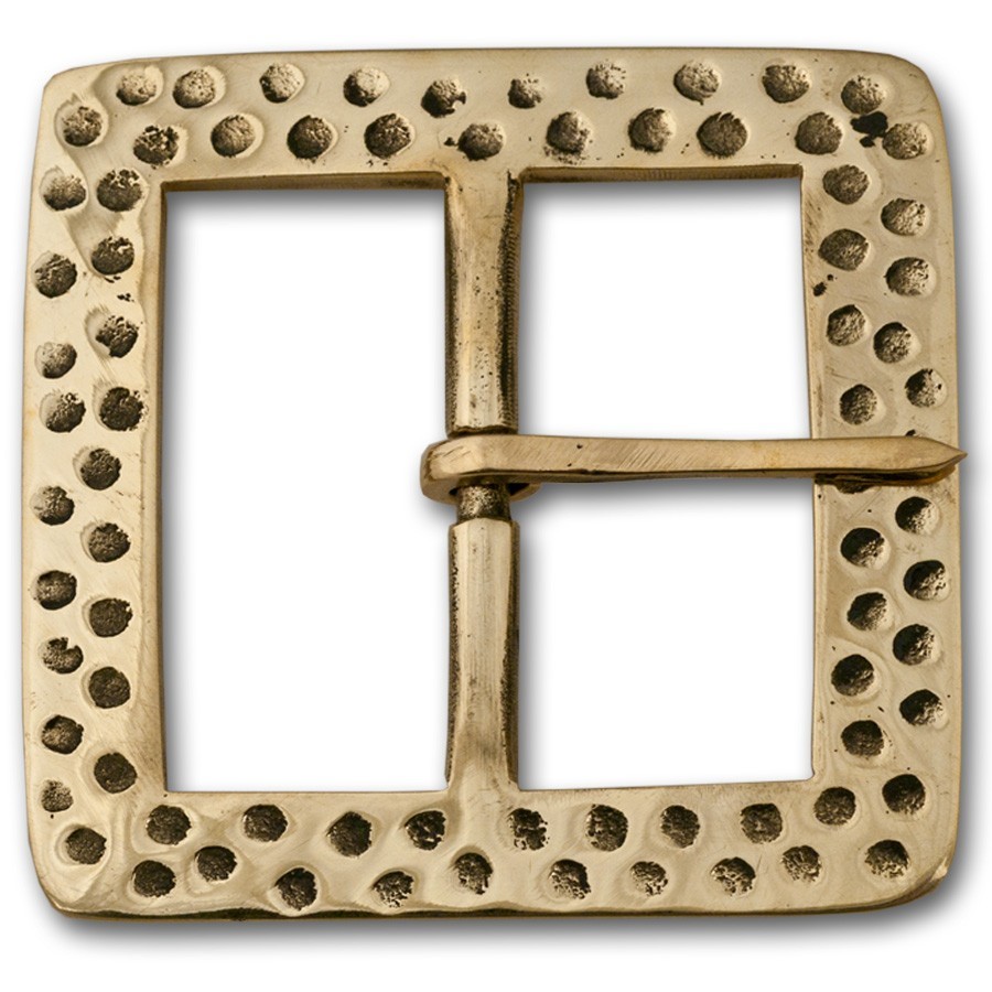 1-3/4&Prime;Square Hammered Brass Buckle 1-3/4&Prime; inside opening- 2-7/8&Prime; overall size)