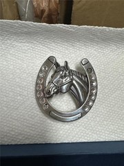 Vintage Nocona Horse Head inside HorseShoe Belt Buckle AS IS