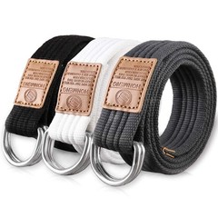 Hantier 3 Pack Canvas Web Belts 1.25&Prime; Wide 47 inches, Gray,white,blue-grey