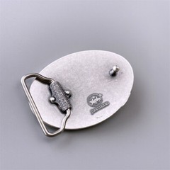 Vintage Silver Plated Wolf Oval Belt Buckle Boucle de Ceinture