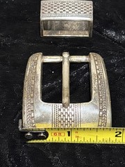 Vintage Nice 1993 Western Textured Engraved Pattern Cowboy Belt Buckle Set