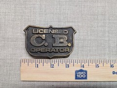 vintage 1970s belt buckle CB licenced operator BRASS radio trucker WESTERN
