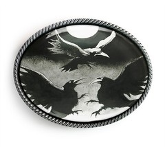 Murder of Ravens Belt Buckle – Esoteric Crow Occult Belt Buckle – 927