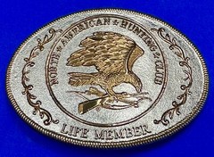 North American Hunting Club Life Member Eagle Vintage Two Tone Belt Buckle