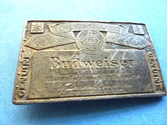 VINTAGE BUDWEISER BEER BOTTLE LABEL BELT BUCKLE