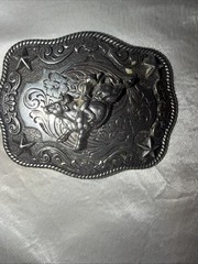 vintage NOCONA belt buckle RODEO metal steel WESTERN cowboy BULL RIDER