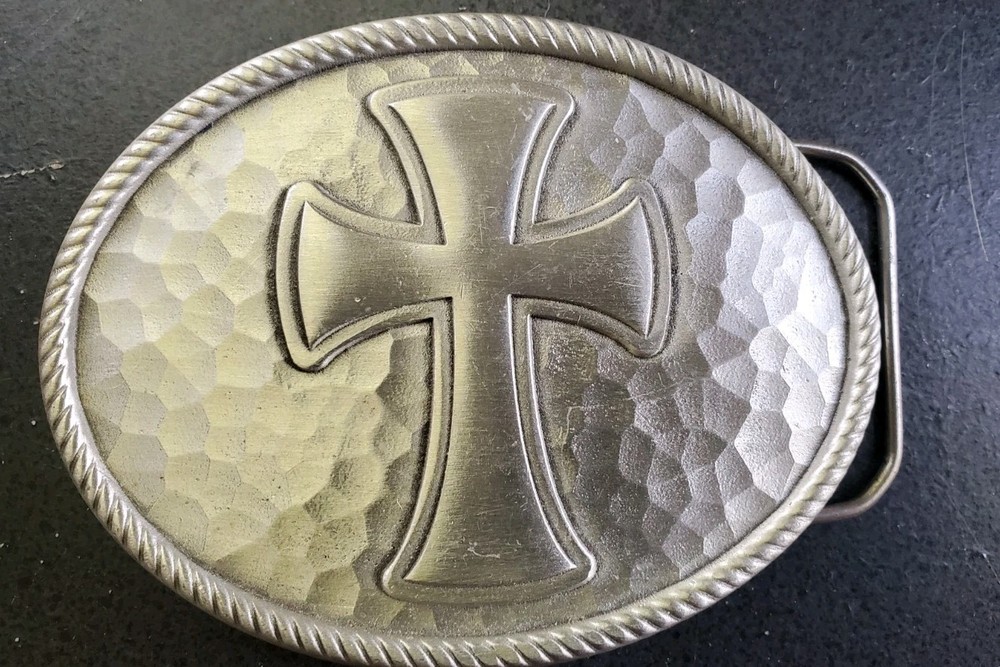 Vintage 2006 Great American Products Fine Pewter Cross Belt Buckle (#4805)