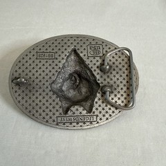 Vtg Wolf Head American Flag Western Cowboy Belt Buckle USA Made Legends West