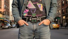Men Women Silver Metal Fashion Belt Buckle Robot Animation Statement Drip Style