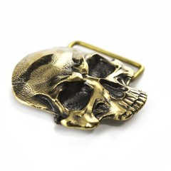 Skull Matte solid brass belt buckle, Dead head human skull solid belt buckle